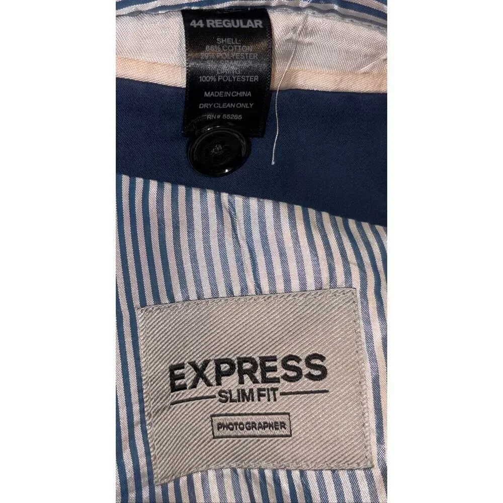 Express slim fit photographer blue suit jacket size 44R